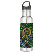 Bouteille D'eau Clan Scott Crest sur Green Tartan (Devant)