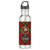Bouteille D'eau Clan Stewart Crest sur Royal Tartan (Devant)