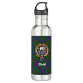 Bouteille D'eau Clan Wood Crest sur Tartan (Devant)