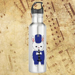 Bouteille D'eau Clarinet Bunny Rabbit Bande de Marche Bleu Blanc<br><div class="desc">Aimez-vous les bouteilles d'eau mignonnes ? Aimez-vous les lapins ? Cette adorable bouteille d'eau a un lapin blanc qui joue de la clarinette tout en portant un uniforme de fanfare bleu et blanc.</div>