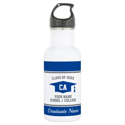 Bouteille D'eau Classe de fin d'études secondaires de 2025 nom per (Devant)