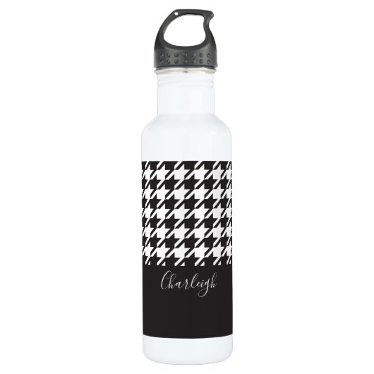 Bouteille D'eau Classic moderne noir et blanc Houndstooth (Devant)