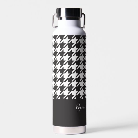 Bouteille D'eau Classic moderne noir et blanc Houndstooth (Avant)