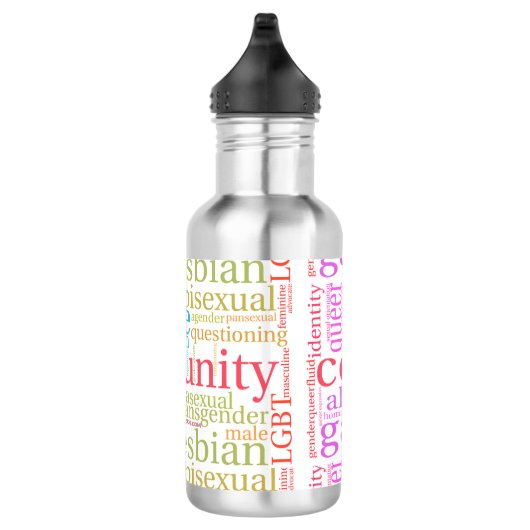 Bouteille D'eau Cloud de mot communautaire LGBTQ+ SlipperyJoe (Droite)