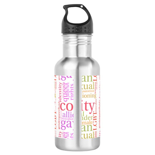 Bouteille D'eau Cloud de mot communautaire LGBTQ+ SlipperyJoe (Dos)