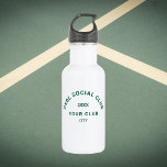Bouteille D'eau Club Social PKBL Vert Pickleball<br><div class="desc">PKBL Social Club, crête verte, bouteille d'eau en acier inoxydable de pickleball. Personnalisez avec l'année, le club de pickleball et la ville. Idéal pour une fête de pickleball, une fête de club de pickleball local ou pour un baccalauréat, une bachelorette ou une fête d'anniversaire. Conçu pour correspondre à notre collection...</div>