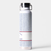 Bouteille D'eau Coastal Stripe Monogram Boat Name Design (Arrière)