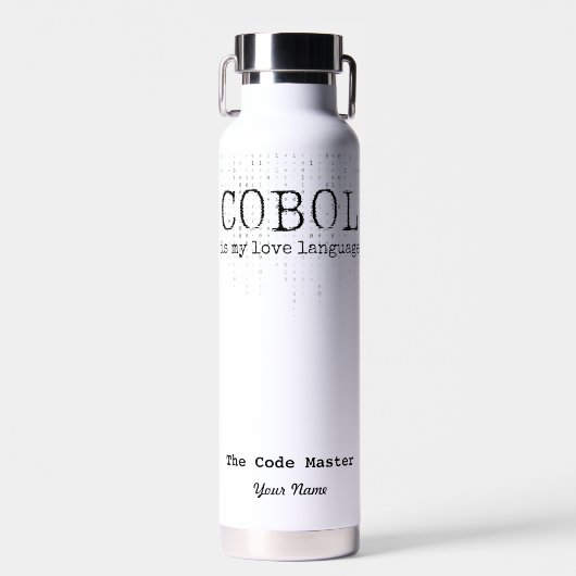 Bouteille D'eau Cobol est ma langue d'amour.b Personnalisé (Avant)