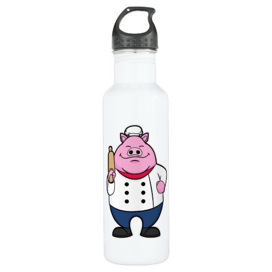 Bouteille D'eau Cochon comme cuisson avec broche à rouleaux (Devant)