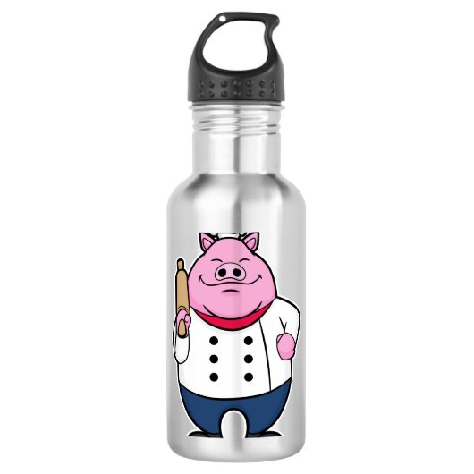 Bouteille D'eau Cochon comme cuisson avec broche à rouleaux (Devant)