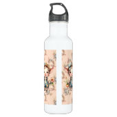 Bouteille D'eau Cochon fermier mignon dans les salons avec fleurs (Dos)