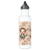 Bouteille D'eau Cochon fermier mignon dans les salons avec fleurs (Gauche)