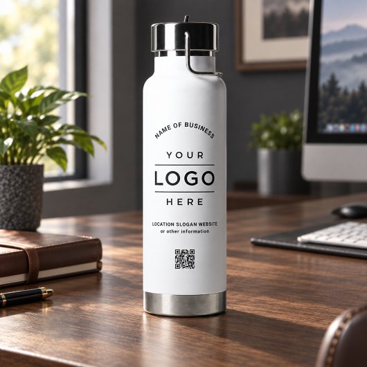Bouteille D'eau Code QR Logo Blanc Marque de Bien-être