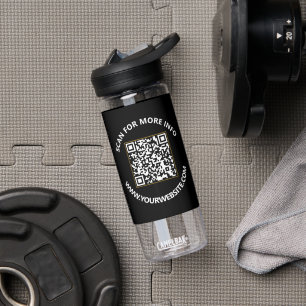 Bouteille D'eau Code QR noir et blanc moderne, texte personnalisé