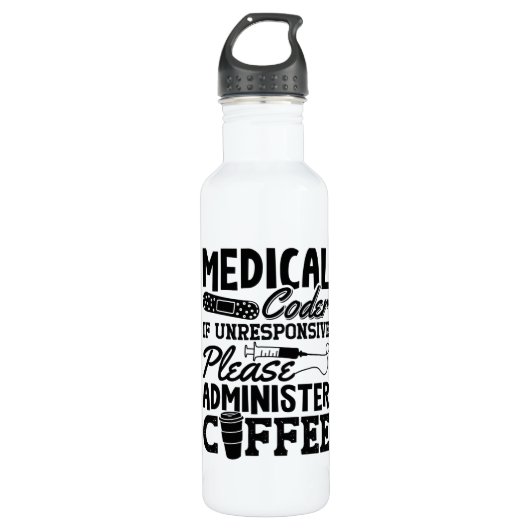 Bouteille D'eau Coder Médicale Coder Café Assistant ICD Coding Cad (Devant)