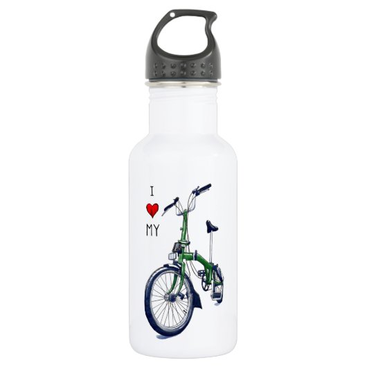 Bouteille D'eau Coeur I mon Brompton (vert) (Devant)