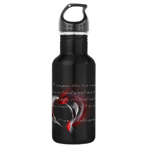 Bouteille D'eau Coeur métallique avec sonnet de Shakespeare 18