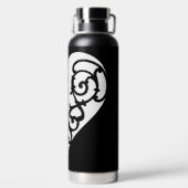 Bouteille D'eau Coeur noir et blanc en fibre (Plage)