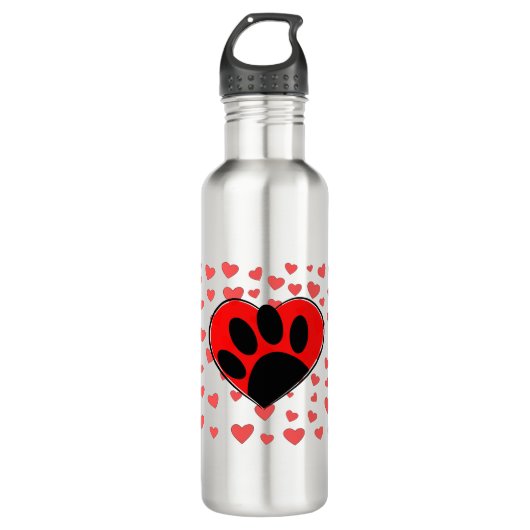 Bouteille D'eau Coeurs Amoureux de les chiens partout (Devant)