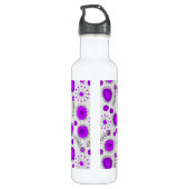 Bouteille D'eau Coeurs blancs violet blanc Whimsical et fleurs flo (Dos)