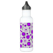 Bouteille D'eau Coeurs blancs violet blanc Whimsical et fleurs flo (Gauche)