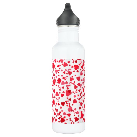 Bouteille D'eau Coeurs Confetti Rouge (Droite)