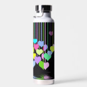 Bouteille D'eau Coeurs Dangereux Sur Noir (Plage)