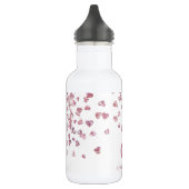 Bouteille D'eau Coeurs de parties scintillant rose blanc initiales (Gauche)