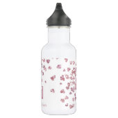 Bouteille D'eau Coeurs de parties scintillant rose blanc initiales (Droite)