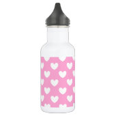 Bouteille D'eau Coeurs de polka blanc sur Cotton Candy rose (Gauche)