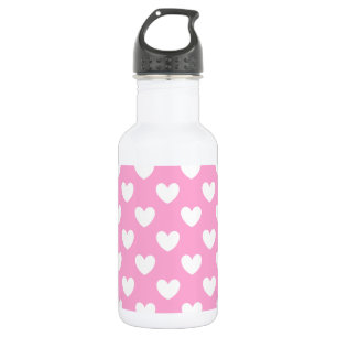 Bouteille D'eau Coeurs de polka blanc sur Cotton Candy rose