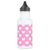 Bouteille D'eau Coeurs de polka blanc sur Cotton Candy rose (Droite)