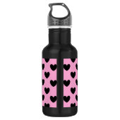 Bouteille D'eau Coeurs de polka noir sur coton bonbon rose (Dos)