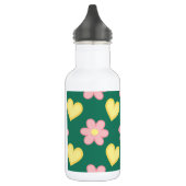 Bouteille D'eau Coeurs et fleurs en pointes verts, roses et jaunes (Gauche)