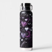Bouteille D'eau Cœurs noirs et violets (Arrière)