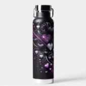 Bouteille D'eau Cœurs noirs et violets (Avant)