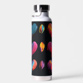 Bouteille D'eau Cœurs peints sur fond noir (Plage)