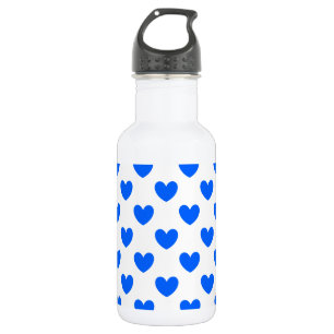 Bouteille D'eau Coeurs polka bleu sur blanc