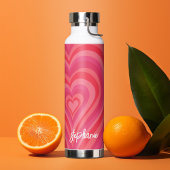 Bouteille D'eau Coeurs psychédéliques Calligraphie Nom du script P