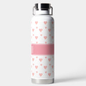 Bouteille D'eau Cœurs roses sur fond blanc (Plage)