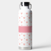 Bouteille D'eau Cœurs roses sur fond blanc (Avant)