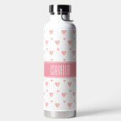 Bouteille D'eau Cœurs roses sur fond blanc (Droite)