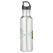 Bouteille D'eau Coeurs turquoises Love Water Bottle (Dos)