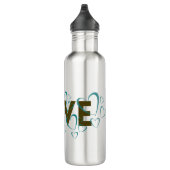 Bouteille D'eau Coeurs turquoises Love Water Bottle (Droite)