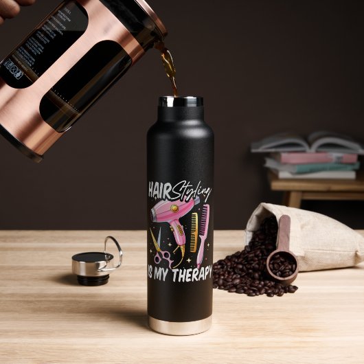 Bouteille D'eau Coiffeur Est Ma Thérapie (Café (pivoté))