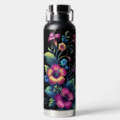 Bouteille D'eau Colibri vibrant avec des fleurs (Avant)