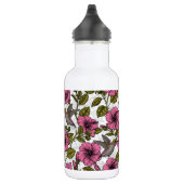 Bouteille D'eau Colibris et fleurs d'hibiscus roses (Droite)