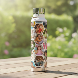 Bouteille D'eau Collage de photos multiples simple motif hexagonal