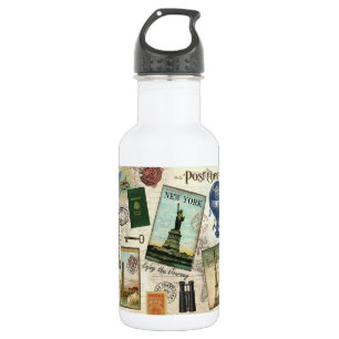 Bouteille D'eau collage de voyage vintage moderne