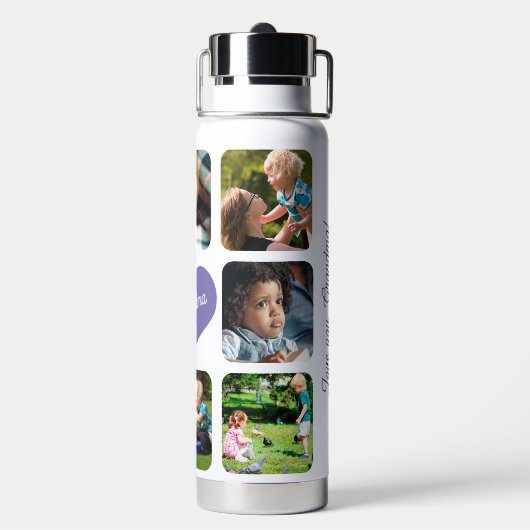 Bouteille D'eau Collage photo multiple meilleure grand-mère jamais (Arrière)